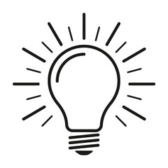 Light bulb icon with sunburst rays symbolizing idea inspiration creativity © creative_vectors