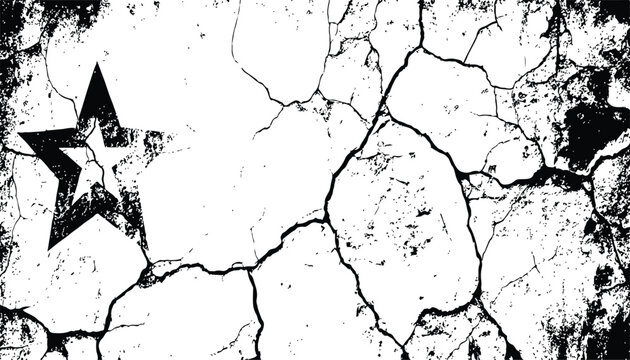  grunge texture with cracked earth pattern in high contrast black and white vector graphic design element for overlay.