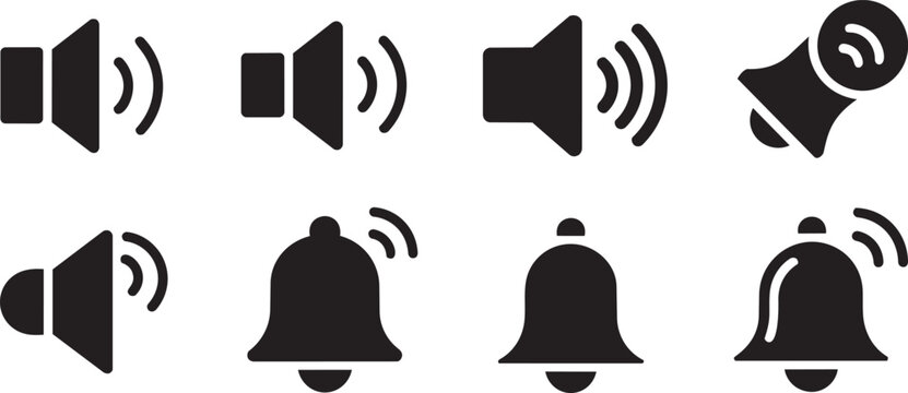 Sound Notification Bell Icon Set Vector Collection