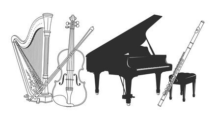 Classical Orchestra Musical Instruments Vector Set © paman