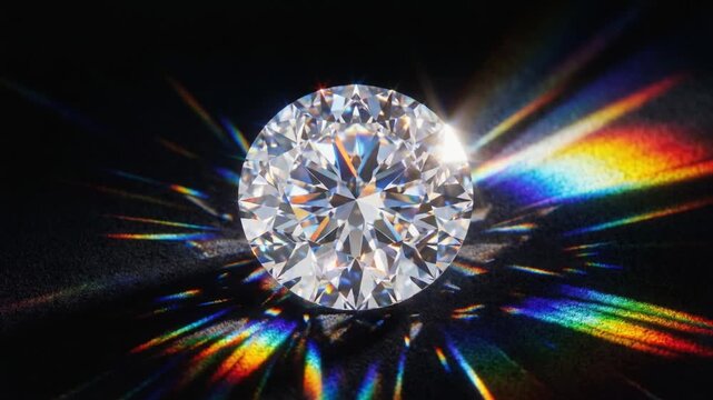 3D Diamond Tumbling Rotation Loop Animation on Black Background