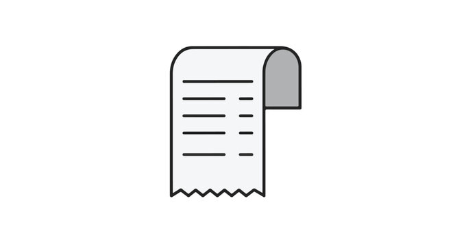 receipt icon, bill or invoice symbol, simple line style