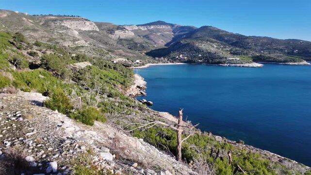 Amazing Landscape of coastline of Thassos island, East Macedonia and Thrace, Greece 