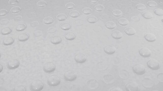 Bubble Wrap Popping 3D Animation White Plastic Packaging Background. 4K