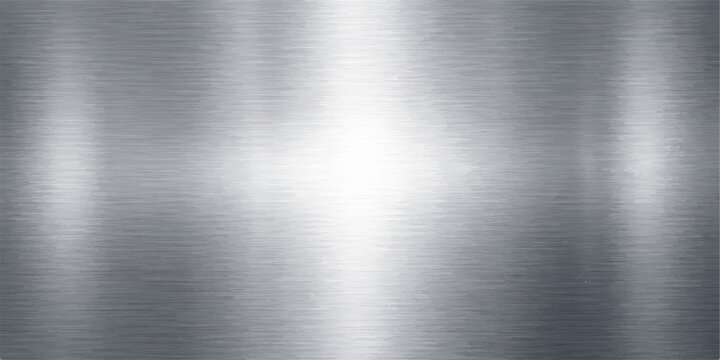 A polished stainless steel plate featuring a brushed metal texture on a shiny silver metallic surface with an industrial gray aluminum pattern for a sleek titanium alloy wallpaper