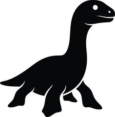 Minimalist black silhouette of a long neck plesiosaur dinosaur vector illustration © FB Creative