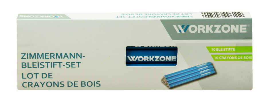 Workzone Zimmermann Bleistift &ndash; Set auf wei&szlig;em Hintergrund