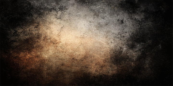 Dark Grunge Concrete Texture Background with Warm Light Spot in the Center Vector Illustration