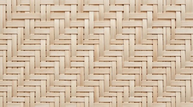 Handwoven light brown bamboo mat pattern featuring a complex geometric weave design made of natural organic fibers captured in a high resolution professional studio photo isolated on transparent backg