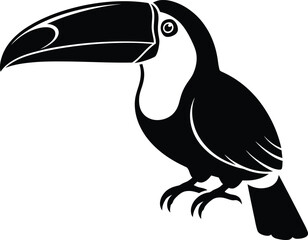 Naklejka premium Stylized black and white silhouette of a tropical toucan bird vector illustration