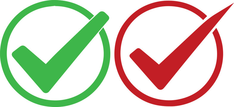 Green checkmark and red checkmark icons Vector
