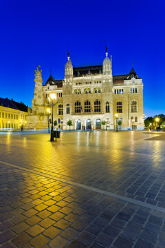 Sunset over budapest's ministry of interior