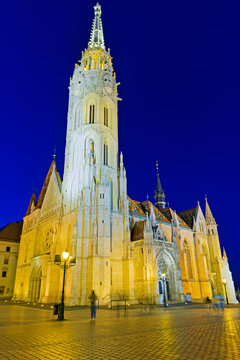 Matthias Church in Budapest during sunset hours