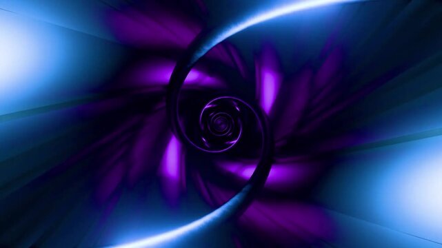 The visuals focus on a dynamically rotating infinite loop, creating a hypnotic effect on the viewer. 