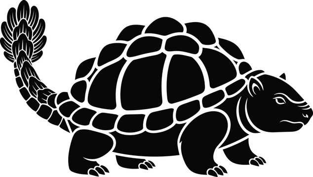 Stylized glyptodon prehistoric mammal mascot with armored shell and tail vector illustration