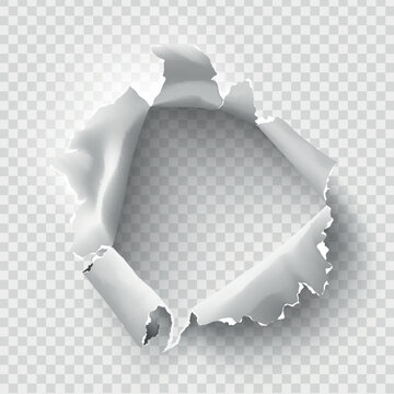 ragged Hole torn in ripped paper on transparent background