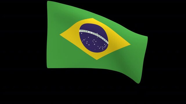 Flag of Brazil &ndash; 3d render looped with alpha channel.