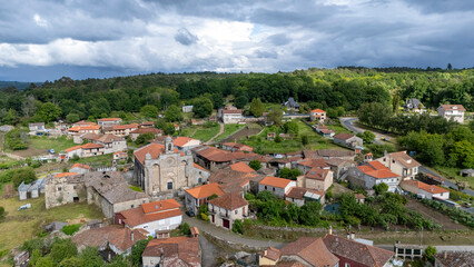 Fototapeta premium Santa Marina de Augas Santas village aerial view