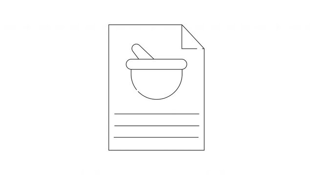 Mortar and Pestle Icon on Medical Document Outline.