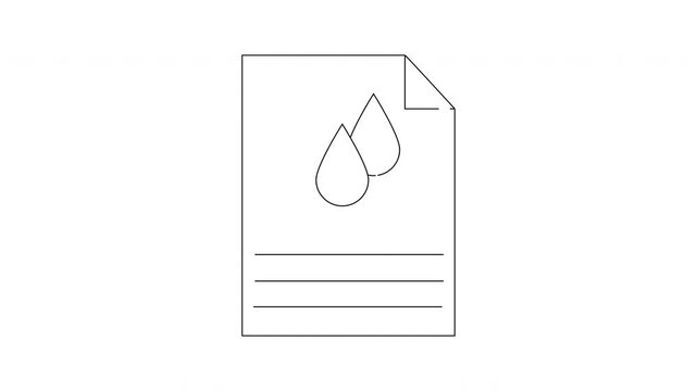Simple Line Art Document with Water Droplets Icon.