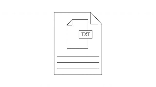 Simple Line Art Icon of a TXT File Document.