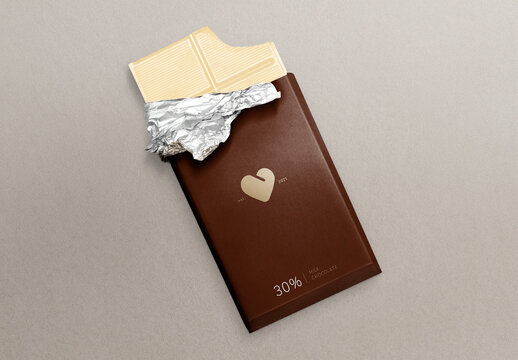 Chocolate Bar With Foil Wrapper Mockup PSD