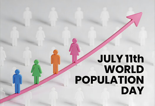 July 11th world population day growth concept with figures.