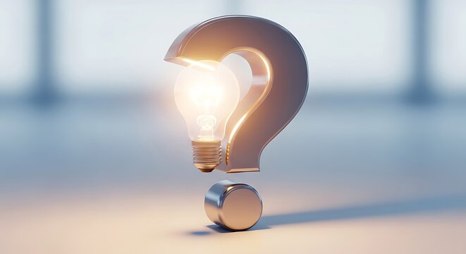 Question mark with light bulb symbolizing idea and innovation