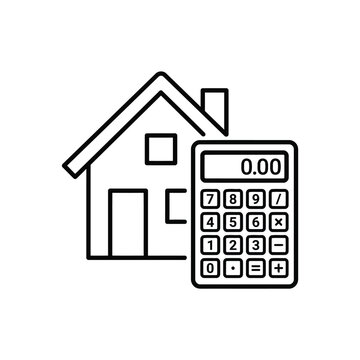 House and Calculator Mortgage or Construction Cost Icon
