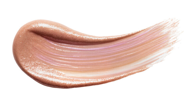 Shimmering rose gold liquid makeup swatch, isolated on transparent background