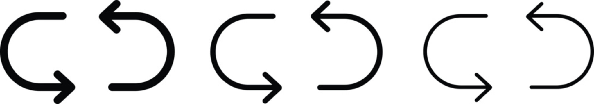 Undo and redo arrow icon set with minimalist vector rotate and back symbols