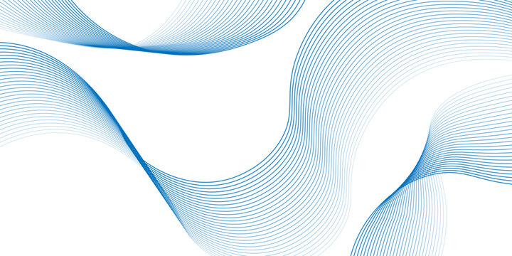 Abstract background with lines and waves. Medium banner size. Element for design isolated on white. Vector background for brochure, booklet, flyer, poster. Blue and white gradient. vector modern