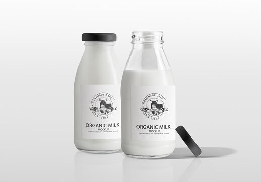 Organic Milk Bottle Mockup Design PSD