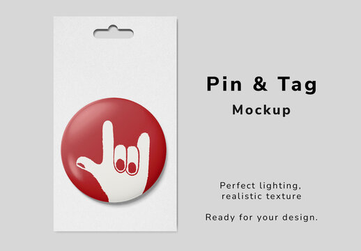 Realistic Pin Tag Mockup Design PSD
