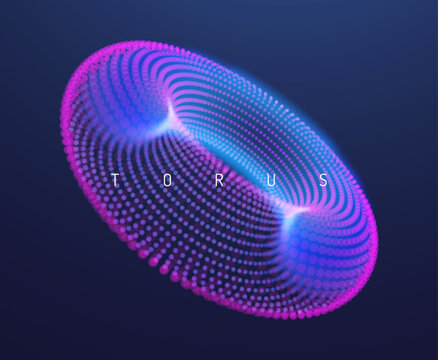 Torus. Dynamic mathematical model. Grid. 3D illustration for brochure, poster, cover, card, presentation, flyer or banner.