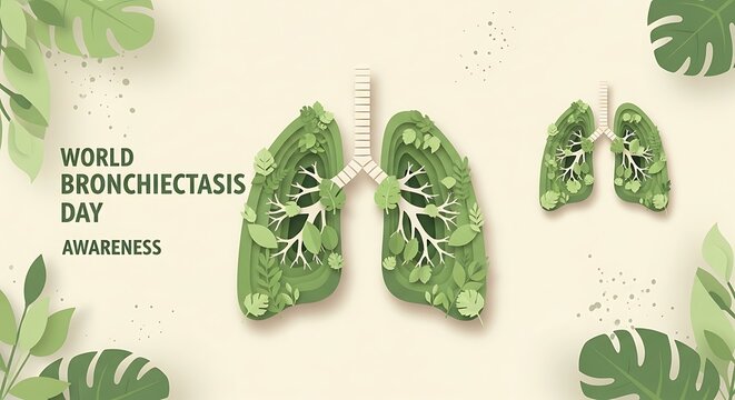 World Bronchiectasis Day Awareness Paper Cut Lungs Illustration