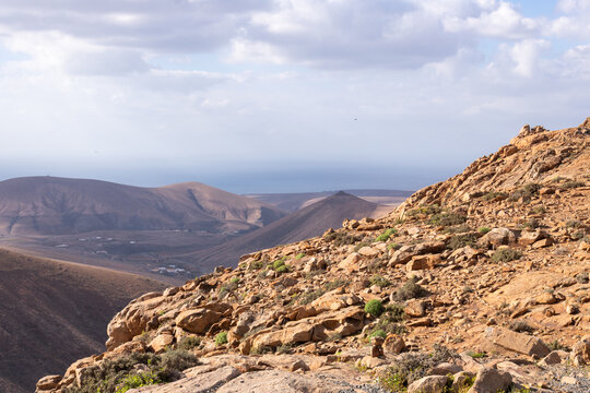 Rocky volcanic mountain ridge at Risco de las Pe&ntilde;as in Fuerteventura