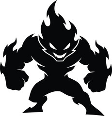 Powerful aggressive fire elemental monster character gaming mascot logo design vector illustration © Pixel Box