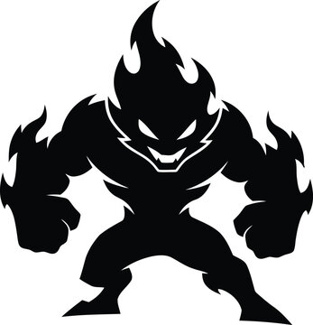 Powerful aggressive fire elemental monster character gaming mascot logo design vector illustration
