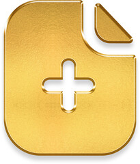 Fototapeta premium Gold paper plus icon on metallic round badge symbol