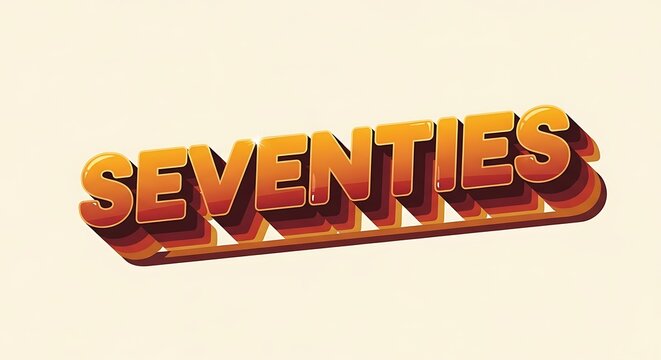 Retro seventies text design in warm orange and brown tones