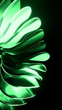 Vertical 3D glass abstract petals sleek glossy website landing interface loop animation tech science conference innovation dynamic promo banner template cover UI UX app startup marketing