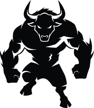 Strong powerful muscular minotaur bull mascot character sport logo vector illustration