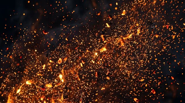 Abstract Fire Particles Texture &ndash; Glowing Sparks and Ember Background for Cinematic Design