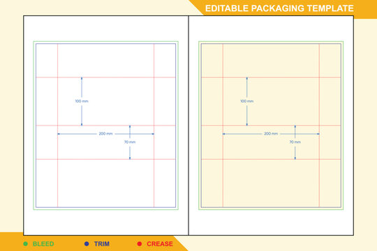 Wet wipes pouch packaging dieline template, layout with bleed, trim, and crease lines, technical