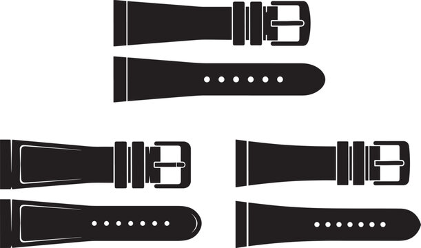 Collection of black watch straps with buckles and stitching details watch strap accessory timepiece clothing menswear womenswear fastener stitching craftsmanship replacement component