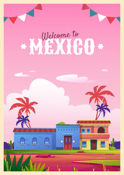Welcome to Mexico Tropical Town Poster