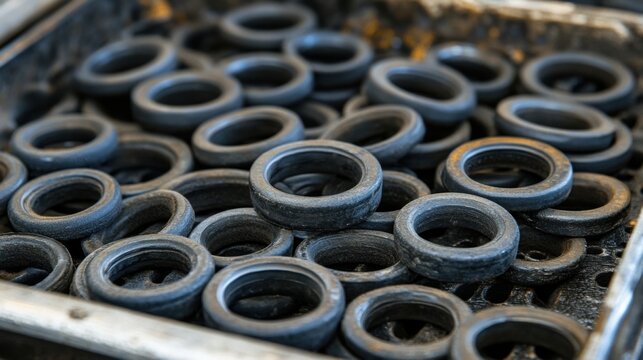 Close up of automotive O-ring rubber seals