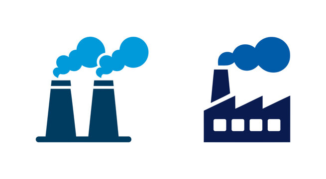 Industrial factory icons showing air pollution
