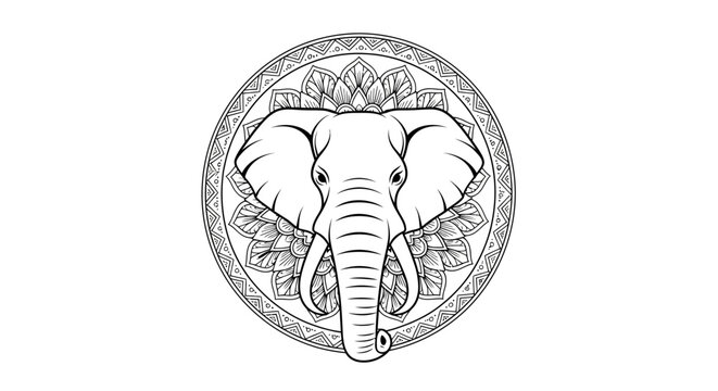 Elephant Mandala Art: Intricate Outline Design, Spiritual Symbolism, Zentangle Style